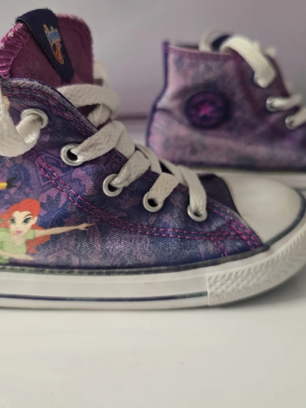 Purple Kids High-Top Sneakers with Mermaid Graphic